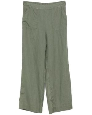 MAISON 123 Elasticated-Waist Wide-Leg Trousers - Green