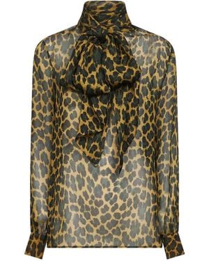 Saint Laurent Blouse With Lavallière Neckline - Green
