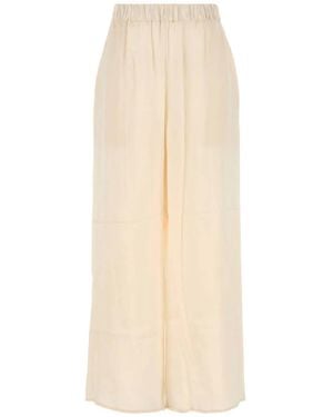 LeKasha Wide-Leg Silk Pants - Natural