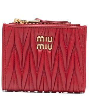 Miu Miu Matelassé Nappa Leather Small Wallet - Red