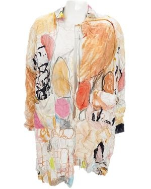 Daniela Gregis Tied-Waist Printed Blouse - White