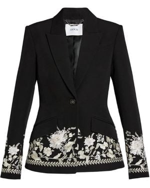 Erdem Long-Sleeve Embroidered Blazer - Black