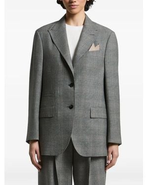 Peserico Blazer Monopetto Con Motivo Principe Di Galles - Grigio
