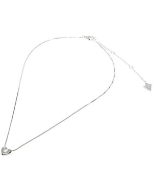 Guess Crystal Heart-Pendant Necklace - White