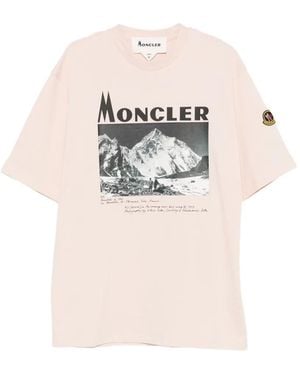 Moncler Mountain-Print Jersey T-Shirt - Pink