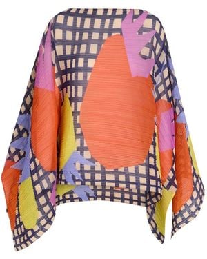 Pleats Please Issey Miyake Fular Market Madame-T Plisado Con Estampado Abstracto - Blanco