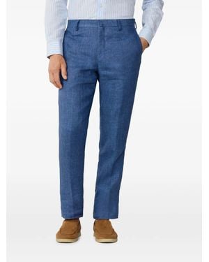 Hackett Delavé-Weave Linen Trousers - Blue
