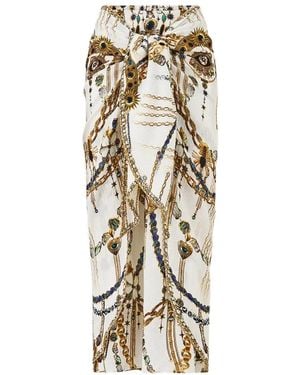 CAMILLA Tie-Front Midi Skirt - Metallic