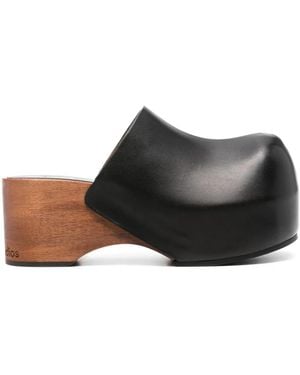 Acne Studios Wooden-Platform Clogs - Brown