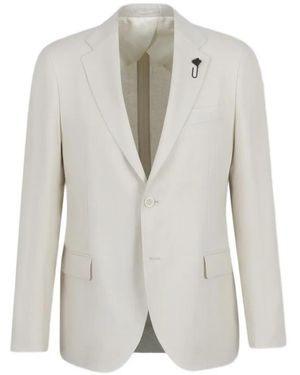 Lardini Brooch Single-Breasted Suit - White