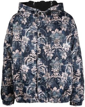 Versace Jeans Couture Floral-Print Padded Jacket - Grey