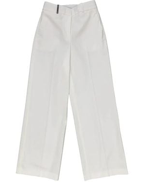 Peserico Wide-Leg Concealed-Fastening Pants - White