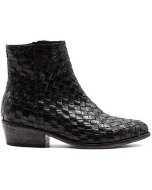 CURIOSITÉ Woven Ankle Boots - Black