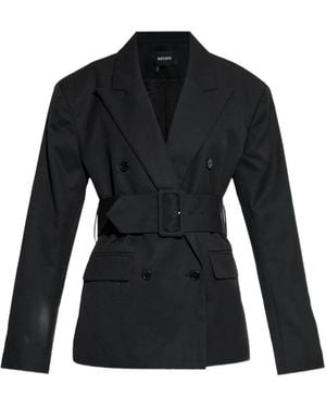 ROTATE BIRGER CHRISTENSEN Blazer Ceinturé À Boutonnière Croisée - Black
