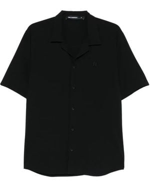 KARL LAGERFELD Chemise Brodée À Col Cubain - Black