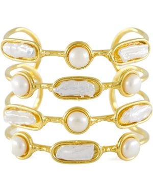 Sylvia Toledano Pearl-Inlay-Plated Cuff Bracelet - Metallic
