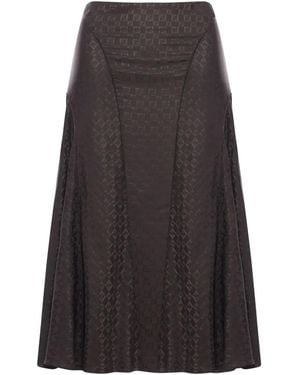 Fendi Flared Midi-Rok Met Logoplakkaat - Grijs