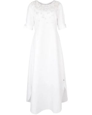 Loodyana Sequin-Embellished Embroidered Maxi Dress - White