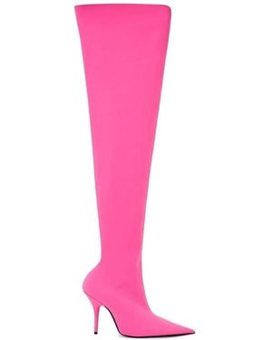 Balenciaga Pointed-Toe Knee-High Boots - Pink