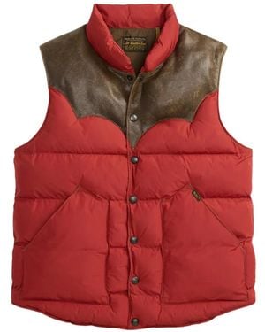 RRL Leather-Yoke Quilted Gilet - Red