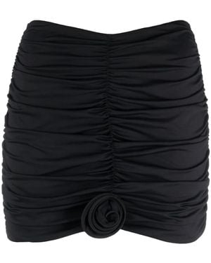 LaRevêche Lillibet Floral-Appliqué Gathered Miniskirt - Black