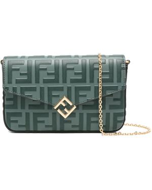 Fendi Ff Diamonds Flap Clutch Bag - Grey