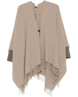 Le Tricot Perugia Poncho Con Frange - Neutro