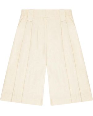 Ganni Pleat-Detail Shorts - Natural