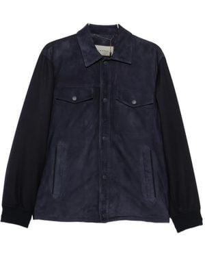 Canali Suede Panelled Jacket - Blue