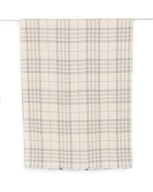 Destin Check-Pattern Fringed Scarf - Natural