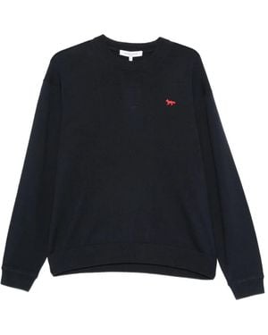 Maison Kitsuné Pullover Mit Fuchskopf-Patch - Blau