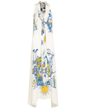 Amir Slama Vestido Estampado Sin Mangas Con Lazo - Azul