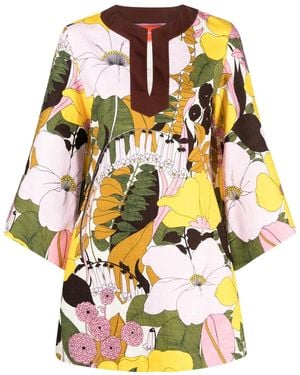 La DoubleJ The Kaftan Mini Floral-Print Dress - Pink