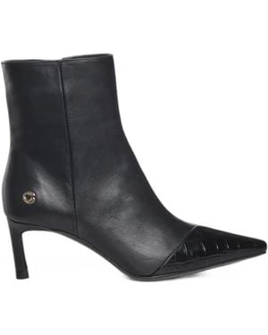 Coperni Croc-Effect Pointed-Toe Boots - Black