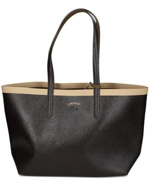 Lacoste Sac Cabas À Effet Grainé Et Finitions Contrastantes - Black
