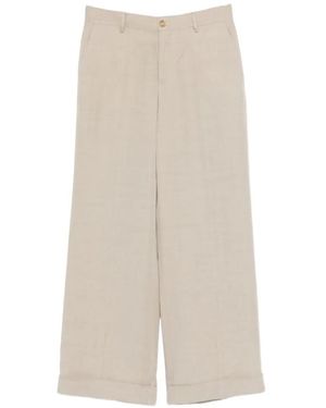 L.B.M. 1911 Turn-Up Cuffs Wide-Leg Trousers - White