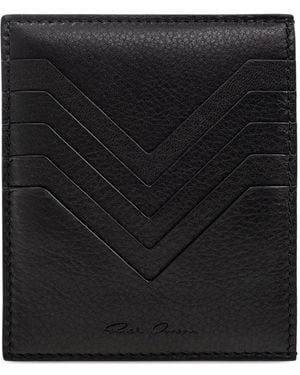 Rick Owens Chevron-Detail Leather Cardholder - Black