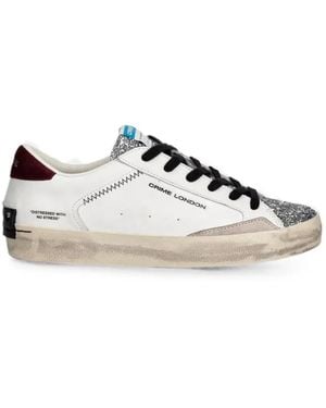 Crime London Distressed Glitter-Embellished Trainers - White
