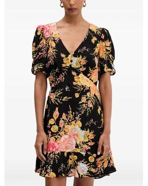 Never Fully Dressed A-Line Floral Mini Dress - Black