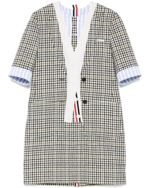 ワンピース THOM BROWNE PIQUET SLEEVELESS MINIDRESS Thom Browne Mixed Media Sleeveless Minidress | nordstrom