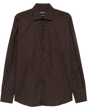 KARL LAGERFELD Monogram-Print Button-Down Shirt - Brown