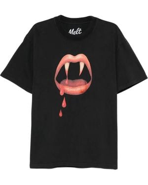 Melt Cotton Printed T-Shirt - Black