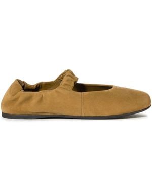 Miu Miu Ruched Suede Ballerina Shoes - Green