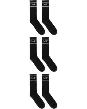EA7 Logo-Knit Socks (Set Of Three) - White