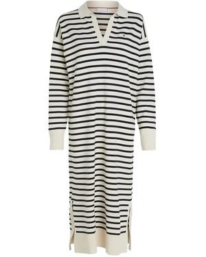 Tommy Hilfiger Abito A Righe Con Scollo A V - Bianco