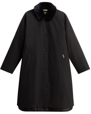 Woolrich Mantel Mit Kragen Aus Faux Fur - Schwarz