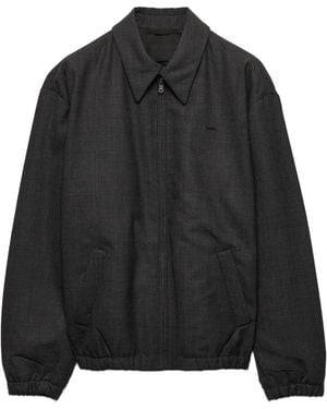Prada Embroidered-Lettering Jacket - Black