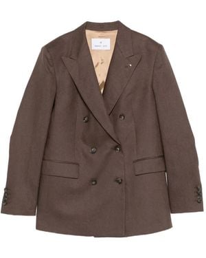 Manuel Ritz Double-Breasted Peak-Lapels Jacket - Brown