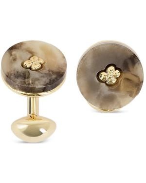 Lardini Flower-Inlaid Horn-Effect Cufflinks - Metallic