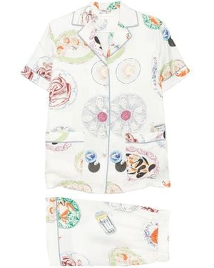 Olivia Von Halle Pijama Ingo Cordoba Con Marisco Estampado - Blanco